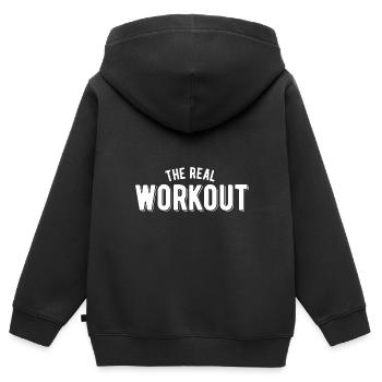The real workout - Kinder Premium Organic Zip Hoodie - Schwarz - Hinten - AI Model Kid Male (0cm)