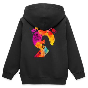 AWESOME 9. GEBURTSTAG EINHORN 9 JAHRE - Kinder Premium Organic Zip Hoodie - Schwarz - Hinten - AI Model Kid Male (0cm)