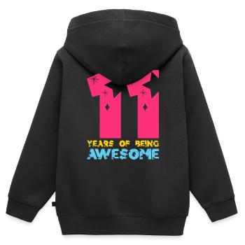 11 ANS D’ÊTRE UNE LICORNE GÉNIALE 11E ANNIVERSAIRE - Sweat Premium à capuche zippé enfant bio - noir - Dos - AI Model Kid Male (0cm)