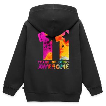 11 ANS D’ÊTRE UNE LICORNE GÉNIALE 11E ANNIVERSAIRE - Sweat Premium à capuche zippé enfant bio - noir - Dos - AI Model Kid Male (0cm)