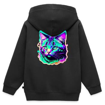 bunte Katze - Kinder Premium Organic Zip Hoodie - Schwarz - Hinten - AI Model Kid Male (0cm)