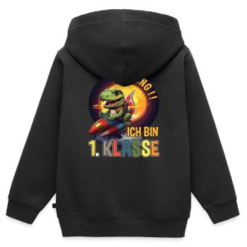 Einschulung Schulkind Schultüte Dinosaurier - Kinder Premium Organic Zip Hoodie - Schwarz - Hinten - AI Model Kid Male (0cm)