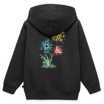 Flowers - Bunte Blumen - Kinder Premium Organic Zip Hoodie - Schwarz - Hinten - AI Model Kid Male (0cm)
