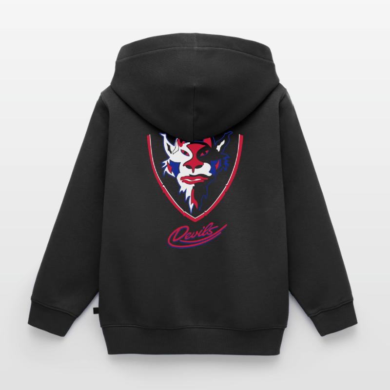 Longing Devils logo with Devils script Kids Premium Organic Zip-up Hoodie