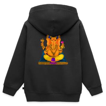 Ganesha - Sweat Premium à capuche zippé enfant bio - noir - Dos - AI Model Kid Male (0cm)