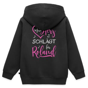 Mein Herz schlägt für Roland - Kinder Premium Organic Zip Hoodie - Schwarz - Hinten - AI Model Kid Male (0cm)