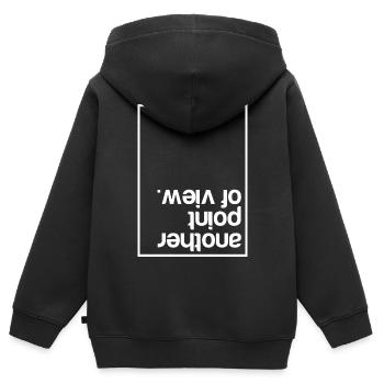 Another point of view (dark) - Kids Premium Organic Zip-up Hoodie - black - Back - AI Model Kid Male (0cm)