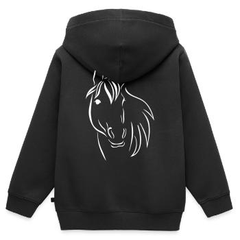 Pferd Reiten Reitsport Reitverein Pferdekopf - Kinder Premium Organic Zip Hoodie - Schwarz - Hinten - AI Model Kid Male (0cm)