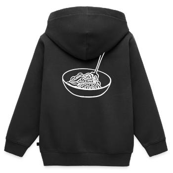 Spaghetti Bowl Noodles Fourchette Spaghetti Server - Sweat Premium à capuche zippé enfant bio - noir - Dos - AI Model Kid Male (0cm)