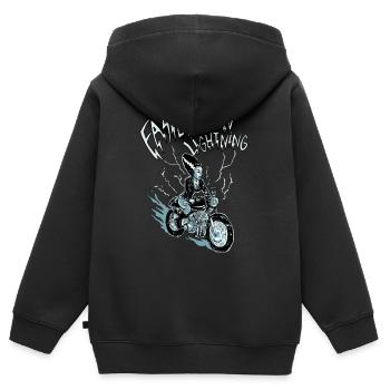 faster than lightning - Sweat Premium à capuche zippé enfant bio - noir - Dos - AI Model Kid Male (0cm)