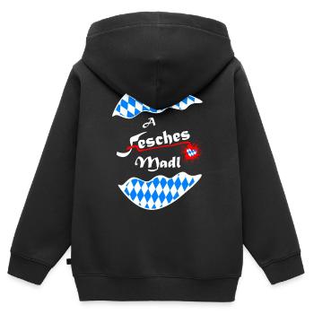  Herz Bavarian Design - Kinder Premium Organic Zip Hoodie - Schwarz - Hinten - AI Model Kid Male (0cm)