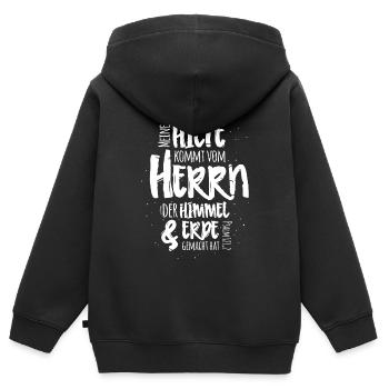 Meine Hilfe Kommt Vom Herrn - Kinder Premium Organic Zip Hoodie - Schwarz - Hinten - AI Model Kid Male (0cm)