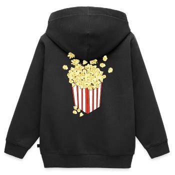 Tenue de costume de pop-corn - Sweat Premium à capuche zippé enfant bio - noir - Dos - AI Model Kid Male (0cm)