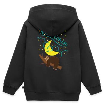 Süßes schlafendes Faultier mit Melatonin Formel - Kinder Premium Organic Zip Hoodie - Schwarz - Hinten - AI Model Kid Male (0cm)