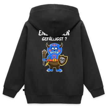 Endgegner im Rollenspiel gefälligst - T Shirt - Kinder Premium Organic Zip Hoodie - Schwarz - Hinten - AI Model Kid Male (0cm)