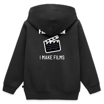 Cinéaste Vidéaste Cinéaste Cinéma TV Cadeau - Sweat Premium à capuche zippé enfant bio - noir - Dos - AI Model Kid Male (0cm)
