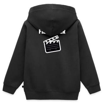 Cinéaste Vidéaste Cinéaste Cinéma TV Cadeau - Sweat Premium à capuche zippé enfant bio - noir - Dos - AI Model Kid Male (0cm)