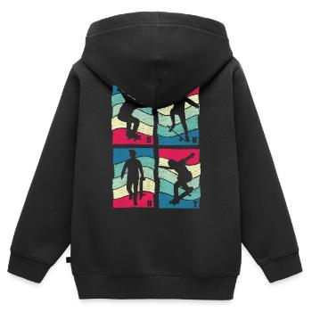 SK8R | | de skate | de skateboard Patinage - Sweat Premium à capuche zippé enfant bio - noir - Dos - AI Model Kid Male (0cm)