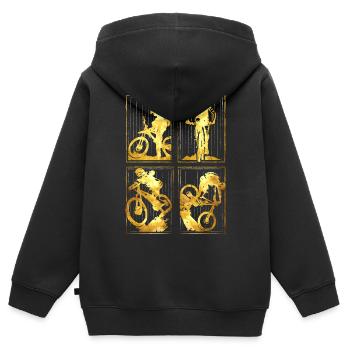 Mountainbike | MTB | Mountainbiker Gold - Kinder Premium Organic Zip Hoodie - Schwarz - Hinten - AI Model Kid Male (0cm)