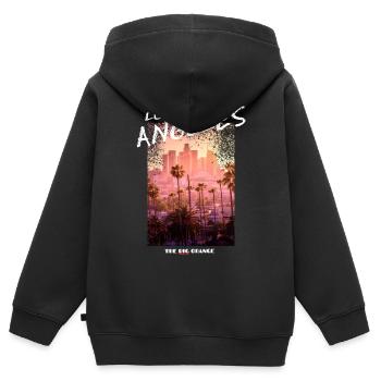 Los Angeles - Kinder Premium Organic Zip Hoodie - Schwarz - Hinten - AI Model Kid Male (0cm)