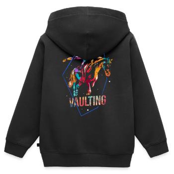Voltigieren - Kinder Premium Organic Zip Hoodie - Schwarz - Hinten - AI Model Kid Male (0cm)