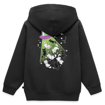 außerirdische Katzen - Kinder Premium Organic Zip Hoodie - Schwarz - Hinten - AI Model Kid Male (0cm)