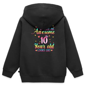 10th Birthday Girl, 10th Birthday for Girls - Kids Premium Organic Zip-up Hoodie - black - Back - AI Model Kid Male (0cm)