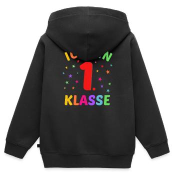 Ich bin 1. Klasse - bunte Sterne - Kinder Premium Organic Zip Hoodie - Schwarz - Hinten - AI Model Kid Male (0cm)