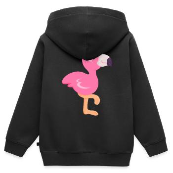 Flamingo Kinder Mädchen - Kinder Premium Organic Zip Hoodie - Schwarz - Hinten - AI Model Kid Male (0cm)