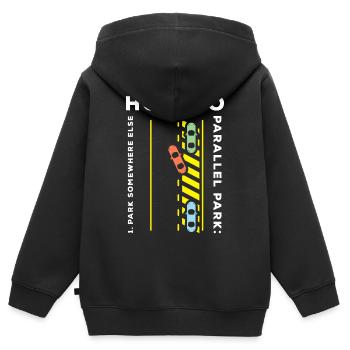 Auto stationnement Auto-école - Sweat Premium à capuche zippé enfant bio - noir - Dos - AI Model Kid Male (0cm)