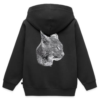 Luchs Katze Freiheit wild cat katze - Kinder Premium Organic Zip Hoodie - Schwarz - Hinten - AI Model Kid Male (0cm)
