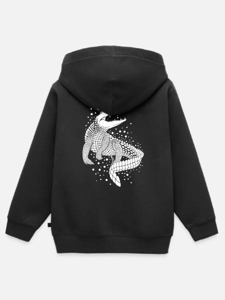 Crocodile - Kinder Premium Organic Zip Hoodie - Schwarz