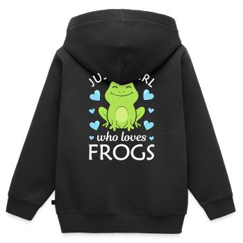 Frog Frogs - Kids Premium Organic Zip-up Hoodie - black - Back - AI Model Kid Male (0cm)