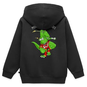 Dinosaurier Humor Thai Boxen Sport Geschenkidee - Kinder Premium Organic Zip Hoodie - Schwarz - Hinten - AI Model Kid Male (0cm)