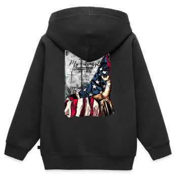 Dicton vrai cool pour les employés de l’Église - Sweat Premium à capuche zippé enfant bio - noir - Dos - AI Model Kid Male (0cm)