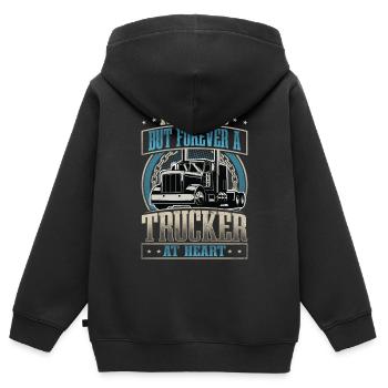 LKW Fahrer - Kinder Premium Organic Zip Hoodie - Schwarz - Hinten - AI Model Kid Male (0cm)