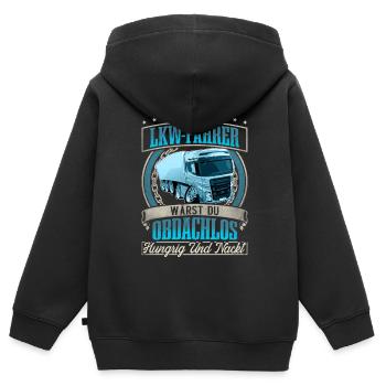 LKW Fahrer - Kinder Premium Organic Zip Hoodie - Schwarz - Hinten - AI Model Kid Male (0cm)
