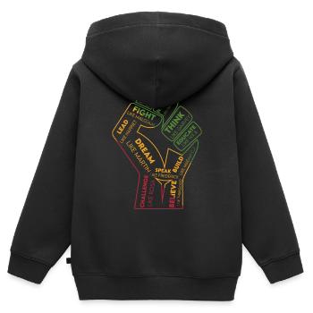 Wortfaust: Kraft der Gedanken - Kinder Premium Organic Zip Hoodie - Schwarz - Hinten - AI Model Kid Male (0cm)