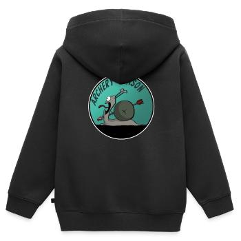 Tir à l’arc Archer Shirt Cartoon drôle - Sweat Premium à capuche zippé enfant bio - noir - Dos - AI Model Kid Male (0cm)