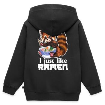 I just like Ramen Roter Panda mit Nudeln Geschenk - Kinder Premium Organic Zip Hoodie - Schwarz - Hinten - AI Model Kid Male (0cm)