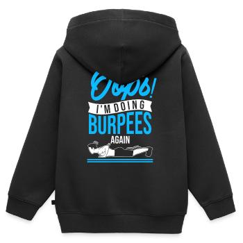 Oups ! Je recommence à faire des burpees - Sweat Premium à capuche zippé enfant bio - noir - Dos - AI Model Kid Male (0cm)
