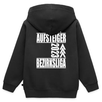 Aufsteiger Bezirksliga 2023 Aufstiegstrikot - Kinder Premium Organic Zip Hoodie - Schwarz - Hinten - AI Model Kid Male (0cm)