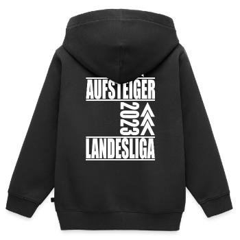 Aufsteiger Landesliga 2023 Aufstiegstrikot - Kinder Premium Organic Zip Hoodie - Schwarz - Hinten - AI Model Kid Male (0cm)