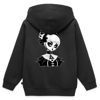 Sorcière gothique, sorcellerie gothique - Sweat Premium à capuche zippé enfant bio - noir - Dos - AI Model Kid Male (0cm)