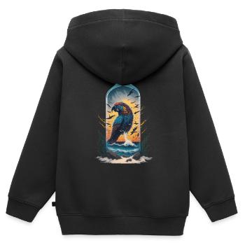 Papagei Flasche - Kinder Premium Organic Zip Hoodie - Schwarz - Hinten - AI Model Kid Male (0cm)