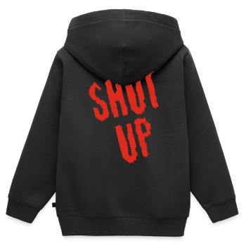 Sei still! (rot) - Kinder Premium Organic Zip Hoodie - Schwarz - Hinten - AI Model Kid Male (0cm)