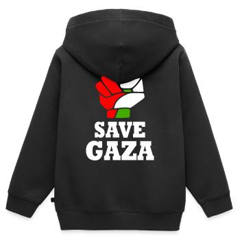 Save gaza - Kinder Premium Organic Zip Hoodie - Schwarz - Hinten - AI Model Kid Male (0cm)