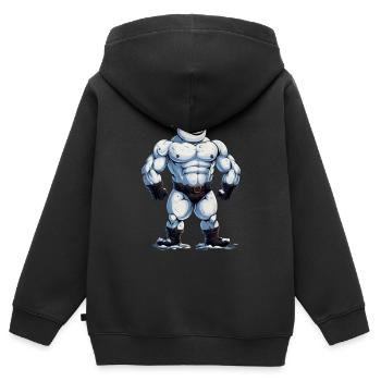 D’accord... un bonhomme de neige bodybuilder... - Sweat Premium à capuche zippé enfant bio - noir - Dos - AI Model Kid Male (0cm)