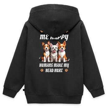 Hunde machen mich Glücklich... - Kinder Premium Organic Zip Hoodie - Schwarz - Hinten - AI Model Kid Male (0cm)
