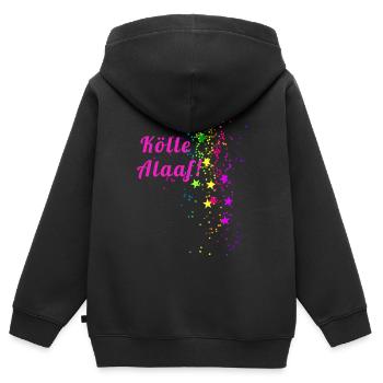 Kölle alaaf, confettis, carnaval, étoiles - Sweat Premium à capuche zippé enfant bio - noir - Dos - AI Model Kid Male (0cm)
